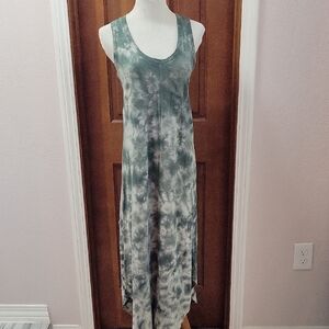 GAP Sleeveless Green Tie-Dye Maxi Dress